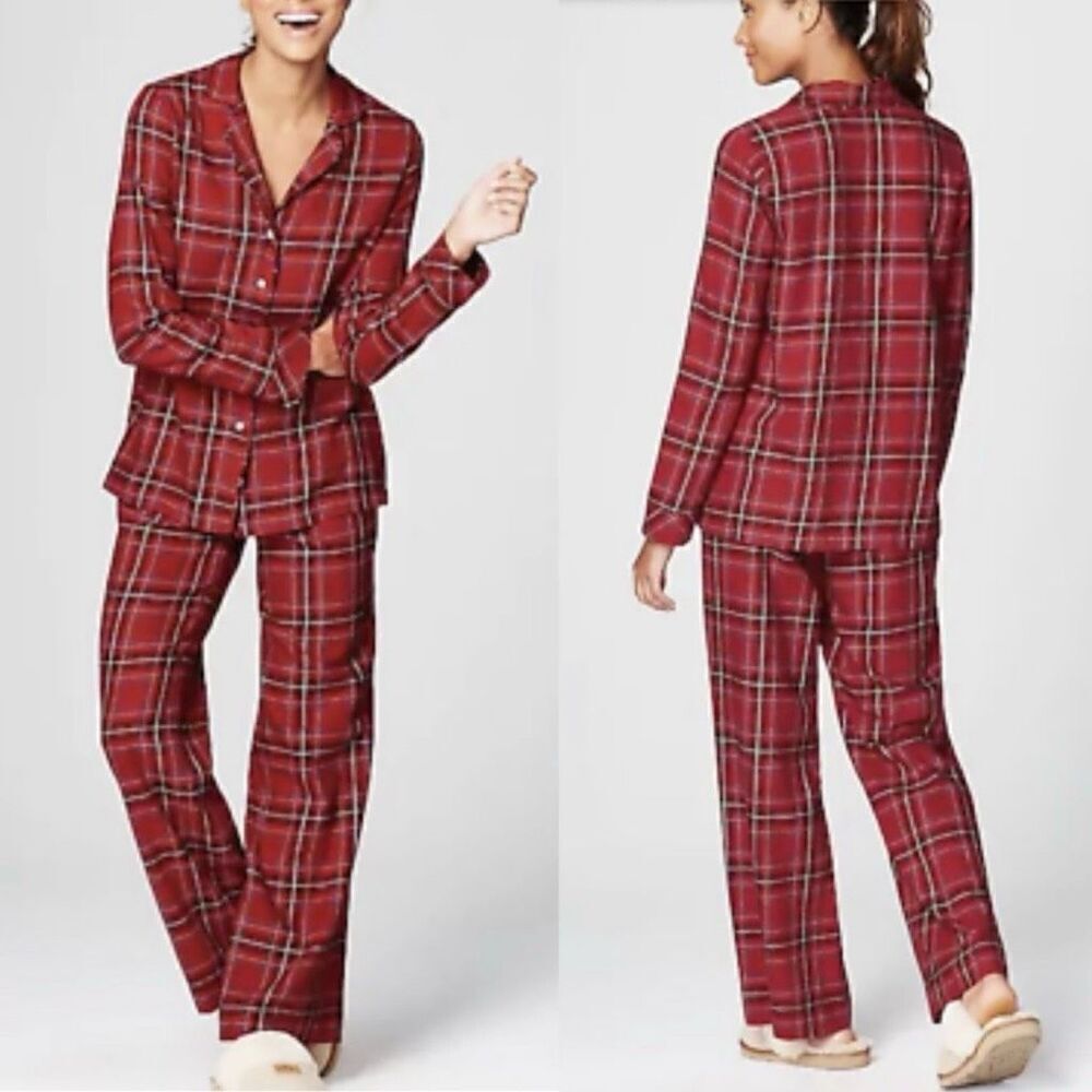 J.Jill Womens XS Petite Red Plaid Flannel Pajamas